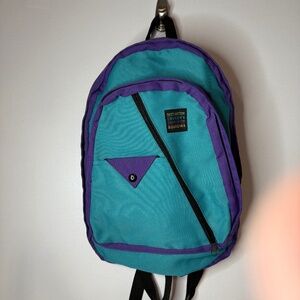 Vintage Destination Unknown Stand By For Boarding Neon Color Block Backpack 90s